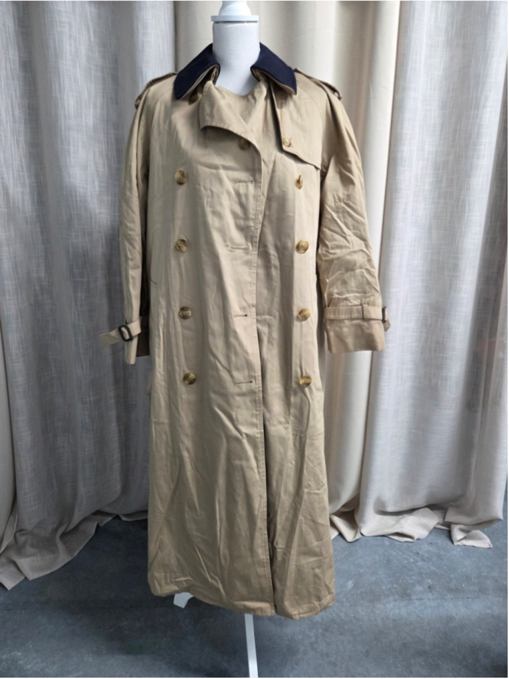 VTG Newport Harbor American Airlines Beige Trench Coat Collar Thinsulate - Men